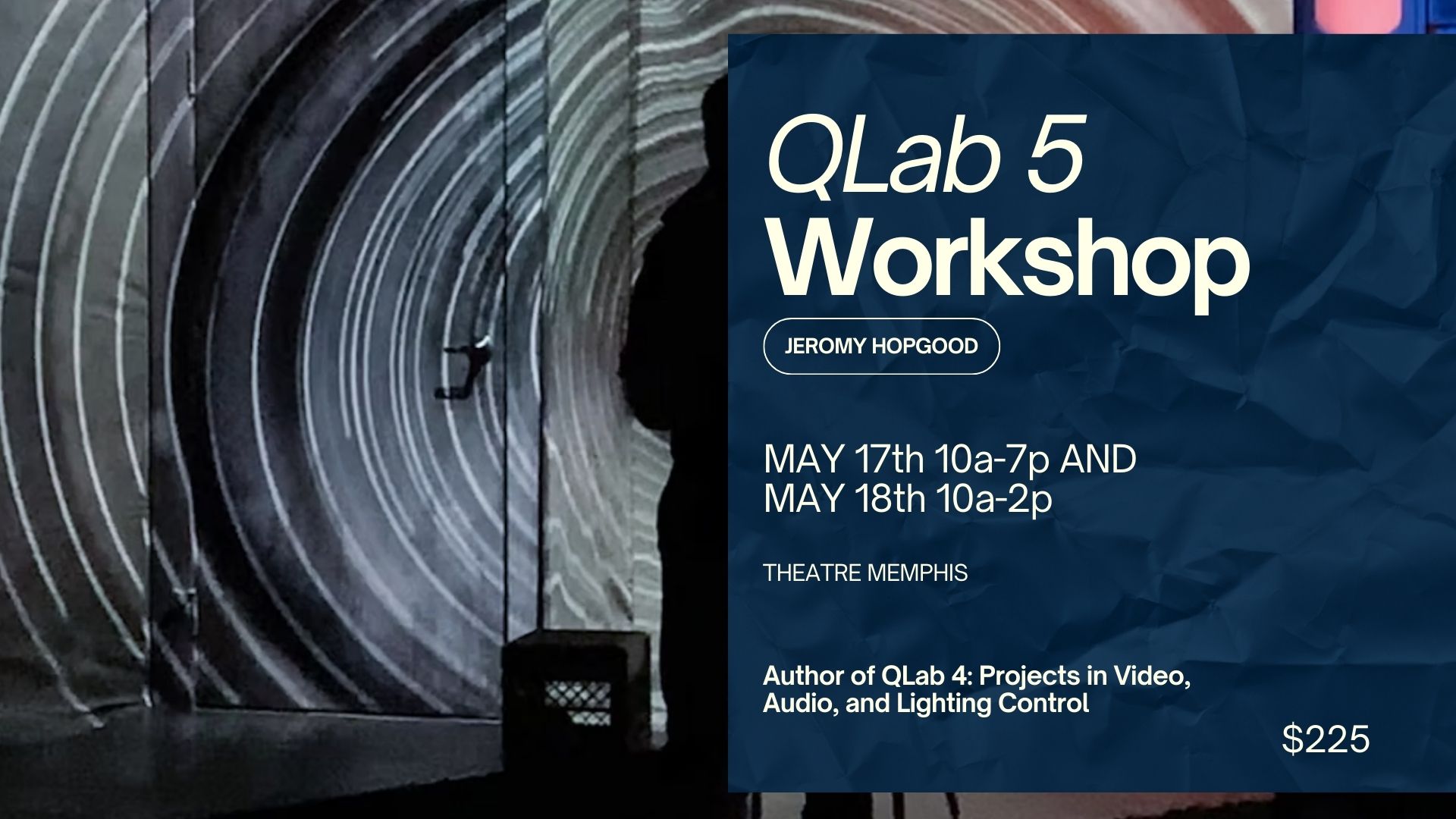 Classes at Theatre Memphis | 1 Classes QLab 5 Workshop website pic
